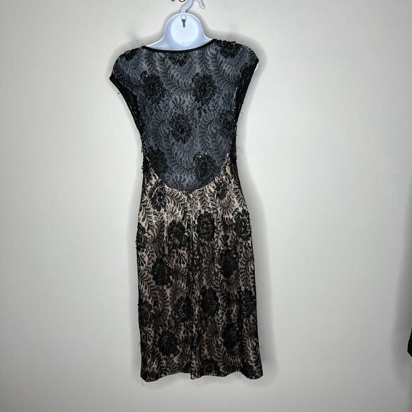Sue Wong Dress Womens Size 2 Beaded Lace Mesh Overlay Black Whimsigoth - Picture 8 of 16